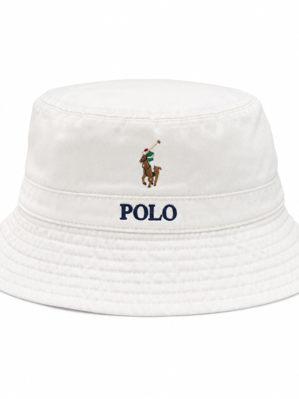 Polo by Ralph Lauren White Bucket Hat with Embroidered Pony